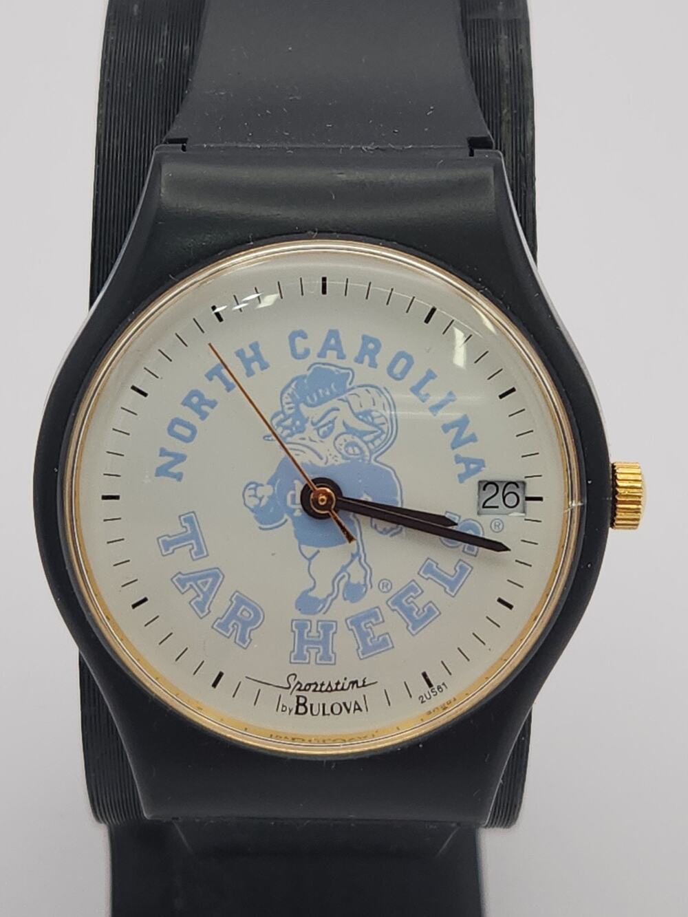 1980's BULOVA Sportstime - UNC Tarheels Quartz Wrist Watch, Working